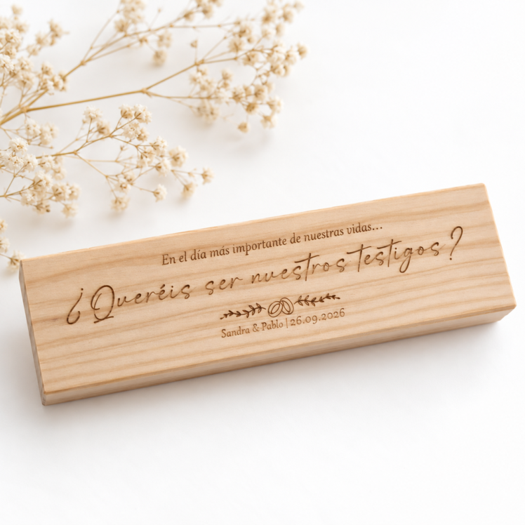 Caja de madera personalizada con bolígrafo